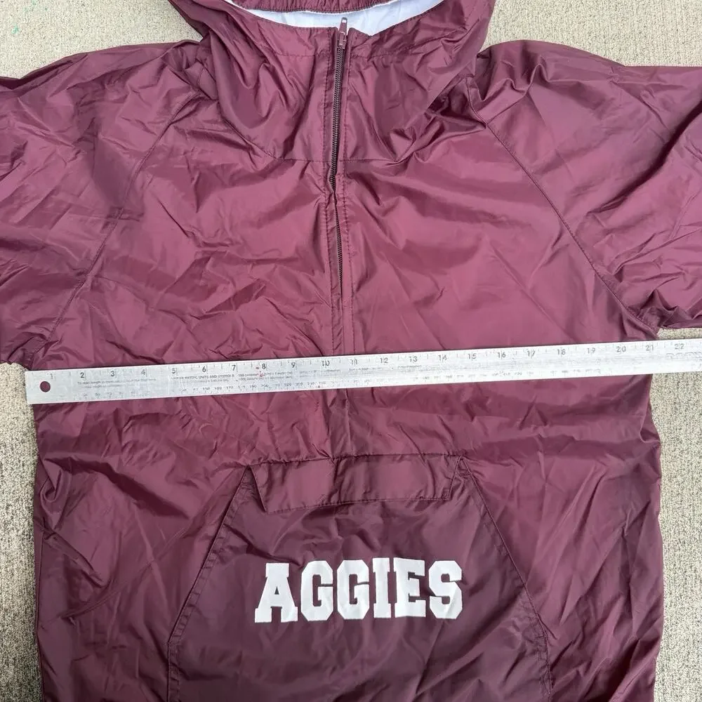 Vintage Windbreaker Youth XL Maroon AGGIES Hooded Nylon Pullover
